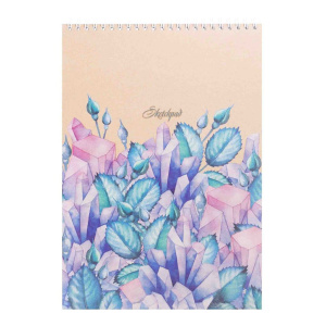 Скетчпад А4  40л. "Кристаллы и розы" 7БЦ крафт, 120г/м2, евроспираль, жёсткая подложка