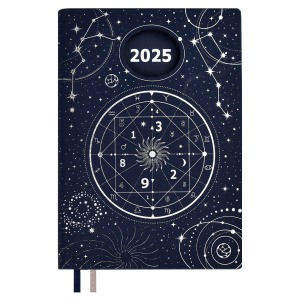 Ежедневник дат. 2025г А5 176л., мягк. переп., кожзам "Шиммер синий. Нумерологический"