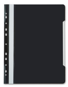 Скоросшив. пласт. прозр. верх. с перфорацией, черный, 0.12/0.16