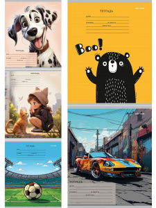 Тетрадь А5 12л косая лин. частая Проф-Пресс "Микс-5787"  (ПРОПИСЬ) 5диз.в блоке