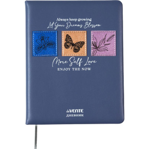 Дневник универсальн. обл. кожзам, тв.пер. "Fashion"  с поролоном, аппликац. к/з.,48л,ляссе