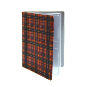 Бумажник для автодокументов + паспорта, кожзам "Клетка коричневая"