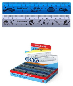 Линейка 15 см непрозр.,  ассорти