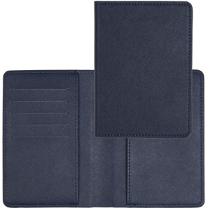 Обложка для паспорта из к/з Redeco 5 отд. д/визиток, темно-синяя