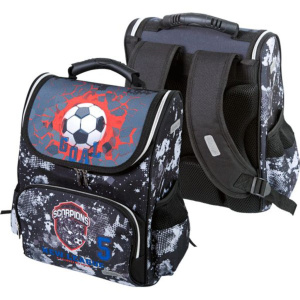 Ранец школьный 34*27*20см Attomex Lite "Football Club" полиэстер,1 отд на молнии,3 карм, светоот.