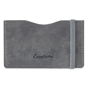 Чехол д/пласт.карт "Нубук серый" 108*65мм, блинт.тиснение, на резинке, 2 отд.