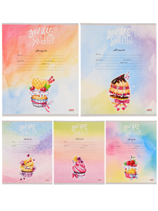 Тетрадь А5 18л кл. Проф-Пресс "Акварельные сладости" 5 диз.в спайке