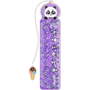 Линейка 15 см ,"100% Cute. Panda" ПВХ с рисунком и с блестками, с подвесом.