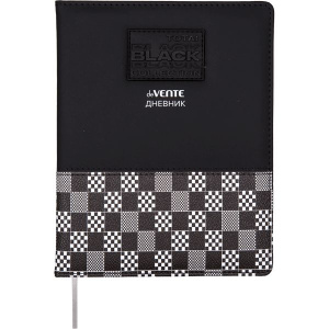 Дневник универсальн. обл. кожзам, тв.пер. "TOTAL BLACK"  комбин.обл, шелкография, 48л,ляссе