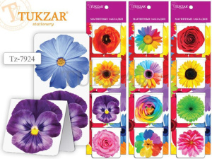 Набор закладок магнитных  4шт., 4*4см, Цветы