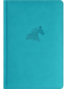 Ежедневник дат. 2026г. А5 168л. кожзам, тв.обл. "Год лошади. Голубой" ляссе