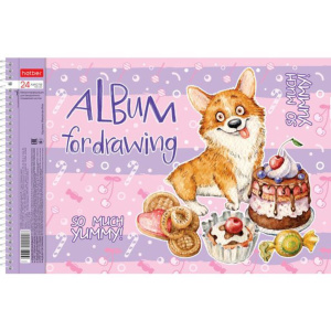 Альбом А4 24л  гребень "Из жизни корги", перфорация на отрыв,  пл. 100 гр/м