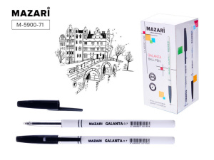Ручка шар. MAZARI "Galanta" черная, 0,7мм