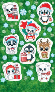 Наклейки новогодние "Звери" 15*9см