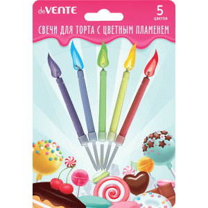 Свечи для торта Color flame, 5шт, цветной огонь