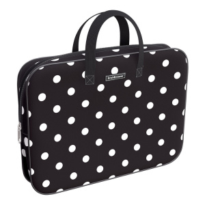 Папка А4  тканевая , с ручками на молнии широкая "Dots in Black"