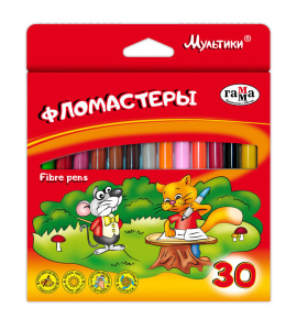 Фломастеры  30цв "Мультики", картонная коробка