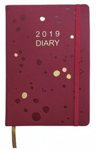 Ежедневник полудат. А5 Shadow, красный, 288стр. , кожзам., на резинке