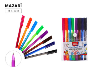 Набор ручек шар. MAZARI Classic  8 цв, 1,0мм, полупрозр.корпус