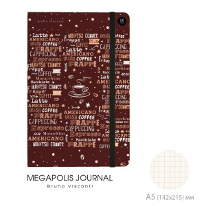Записная книжка А5 100л. 7БЦ "Megapolis journal. Coffee time. Латте" кл., карман, ляссе, резинка