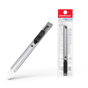 Нож канцелярский ЕК AUTOLOCK металл, 9 мм, блистер