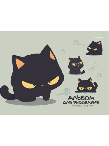 Альбом А4 40л клеевой кор. "Забавный черный кот - 1" пл. 160 г/м