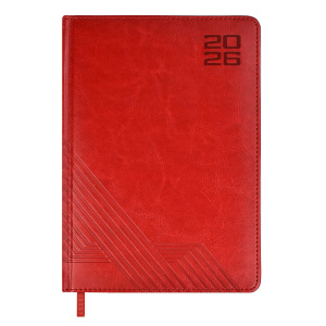 Ежедневник дат. 2026г А5 176л., кожзам, тв.пер. "Сариф красный" блинт.тисн., ляссе