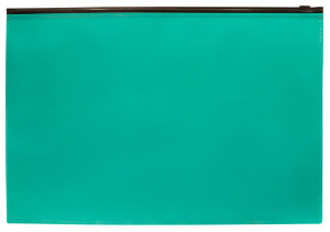 Конверт на молнии А4+ 0,15мм, бирюзовая , молния черная