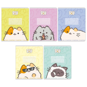 Тетрадь А5 24л лин. Academy Style "Пушмяу" твин.УФ-лак