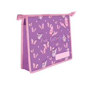 Папка д/тетрад. А5 (230*190*50) 1отд. молния сверху, пластик "Розовые бабочки"