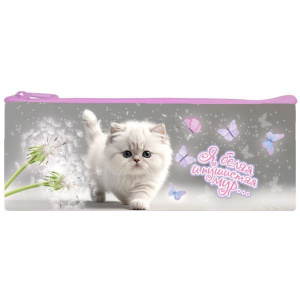 Пенал-косметичка (190*75) молния, ткань "Белый котик"