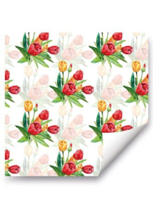 Бумага упаковочная 70*100см  "Букеты из красных и желтых тюльпанов"