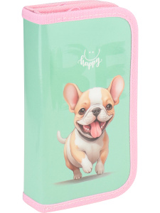 Пенал 2 отд. (190*105*25) молния, лам.картон "Веселый бульдог"