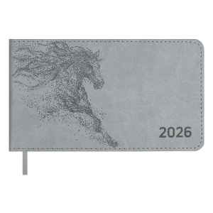 Планинг дат. 2026г 150*87мм 64л., кожзам., мягк.пер. "Виннер серый" ляссе