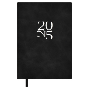 Ежедневник дат. 2025г, А6 120л., кож.зам., мягк.пер. "Бейбискин черный" тисн.фольгой, ляссе