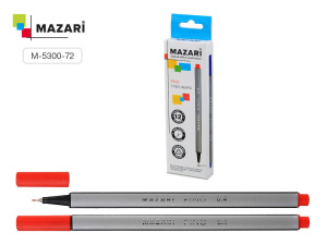 Ручка линер 0,4мм "Mazari Fino" красная, трехгранный корпус, европодвес