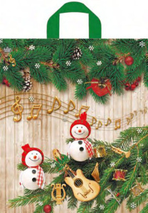 Пакет 43,5*38см (35мк) с петлевой ручкой "Музыкальные снеговики" ПВД