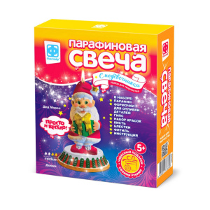 Набор для создания свечей "Дед мороз" + подсвечник 5+