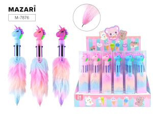 Ручка шар. многоцв. 6-ти цветная, "Plush unicorn" 0,7мм
