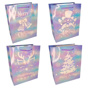 Пакет подар. бум. новогодн. 31*42*12 см 210 гр/м2 "Нежный праздник" микс дизайнов