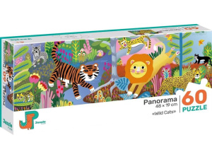 Пазлы   60 элементов  480*190мм.  "Дикие кошки"