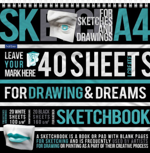 Скетчбук 240*240мм  40л., гребень, 100гр/м2,160гр/м2 "Рисуй и мечтай"бел.,чер,тв.обл.