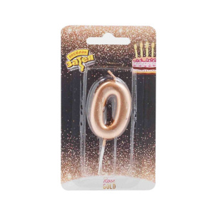 Свеча-цифра Розовое золото "0", 4,5см.