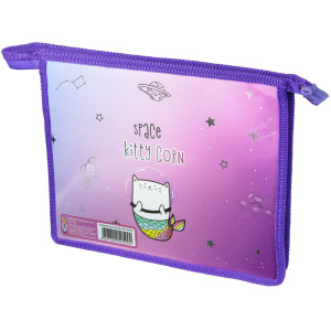 Папка д/тетрад. А5 (230*190*50) 1отд. молния сверху, метализир.картон "Kitty corn"