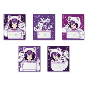 Тетрадь А5 12л лин. Erich Krause "Space Anime", выб. УФ-лак, глиттер MIX-PACK