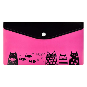 Конверт на кнопке  с рисунком 260*140мм, Коты с рыбками