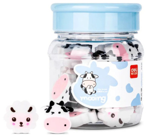 Ластик Deli. Звери , 22шт.в тубе ассорти