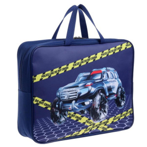 Папка А4 (360*270*80) с ручками, молния, ткань "Полиция будущего"