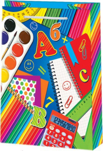 Пакет подар. бумажн. 18*23*10 см 130гр/м Школьный