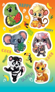 Наклейки детские 15*9см  "Звери"